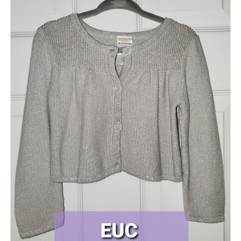 Gymboree Silver Metallic Sparkly Cardigan Size 18-24m Holiday Sweater
